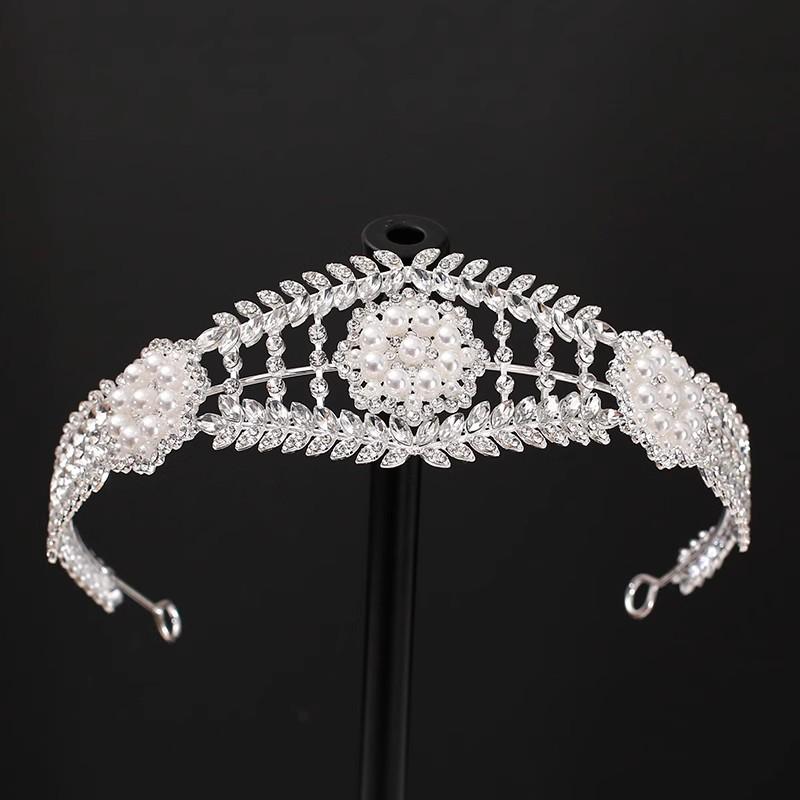 ヘッドドレス 髪飾り 花嫁 ブライダル ウェディング 結婚式 挙式 レディース 女性用 合金製 シルバーメッキ 電気メッキ加工 シンプル 日韓風 レトロ調 ヴィンテージ クラウン ティアラ ヘアアクセサリー カチューシャ ウエディングドレス小物