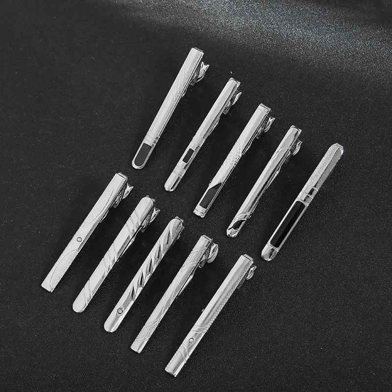 ネクタイピン 男性用 鉄製 スチール製 タイクリップ ビジネス フォーマル スクエア ドット柄 ラインス..