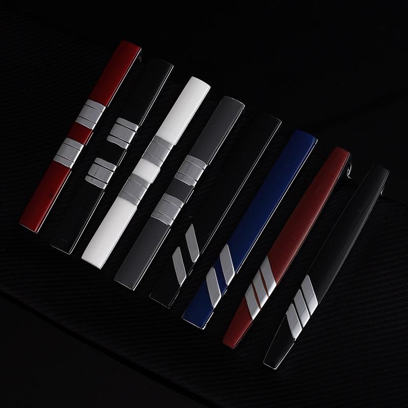 ネクタイピン メンズ 男性用 韓国スタイル 銅製 エナメル ストライプ柄 シルバー フォーマル ビジネス ..