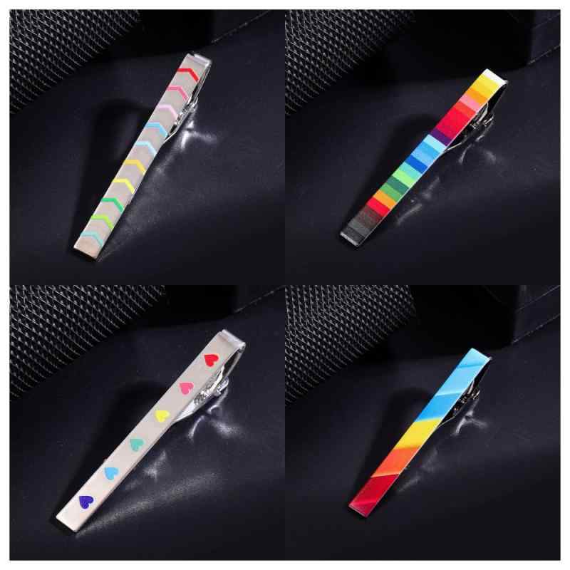 ネクタイピン メンズ タイクリップ タイバー 虹色 レインボー 個性的 ビジネス スーツ オフィス フォー..