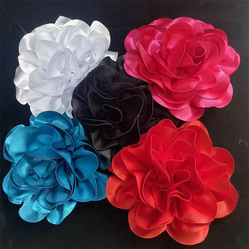 ブローチ レディース 女性用 フレンチ サテン生地 大ぶりフラワー ハンドメイド 手作り コサージュ ピン 華やか 上品 エレガント パーティー 結婚式 フォーマル 入学式 卒業式 式典 存在感 アクセサリー