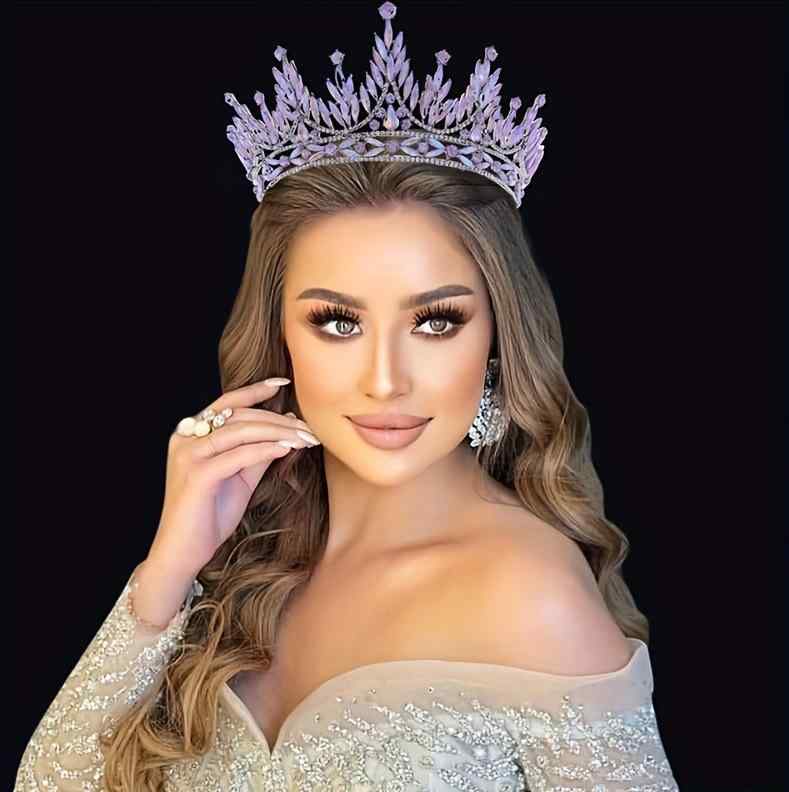 ヘッドドレス レディース 女性用 王冠 クラウン ティアラ フルラインストーン マーキスカット 欧米風 ブライダル ウェディング 花嫁 結婚式 披露宴 ゴージャス 合金製 ゴールド シルバー