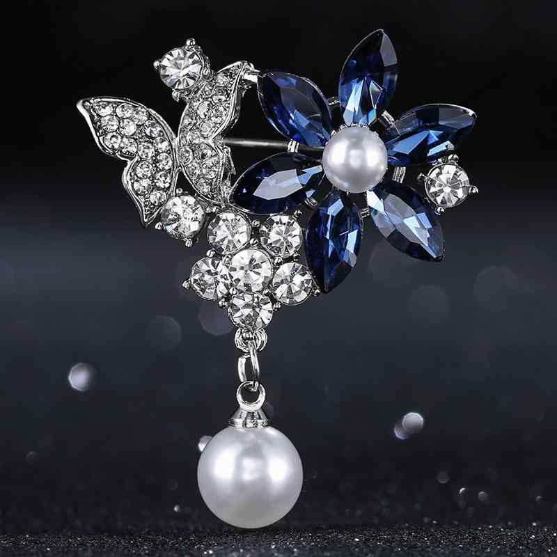 ブローチ カップル用 ペア 韓流 韓国風 蝶 昆虫 バタフライ アニマルモチーフ 合金 ラインストーン 人..