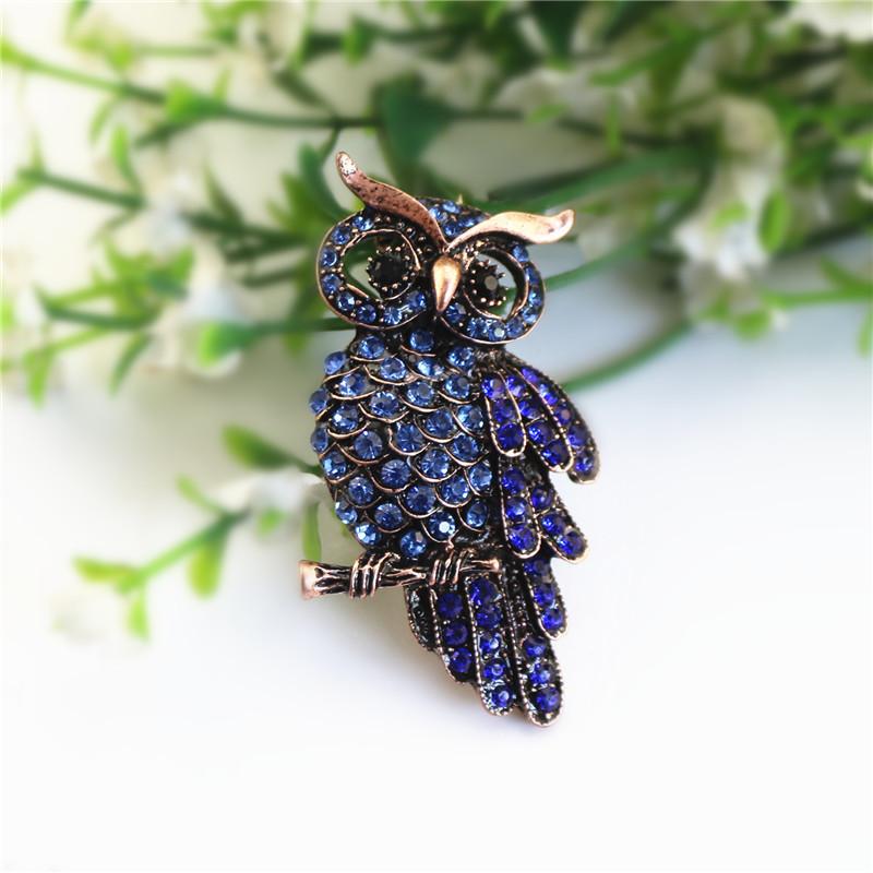 ブローチ フクロウ 欧米スタイル カートゥーン アニマル クリスタル ラインストーン 合金製 エナメル ..