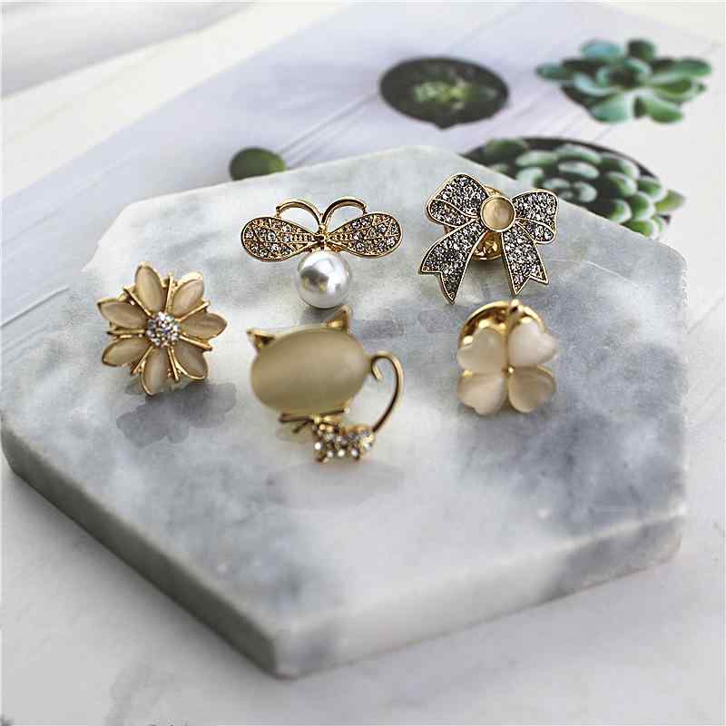 ブローチ かわいい キャッツアイ 高級感 エレガント 襟元 露出防止 カーディガン留め ストールクリップ 服のズレ防止