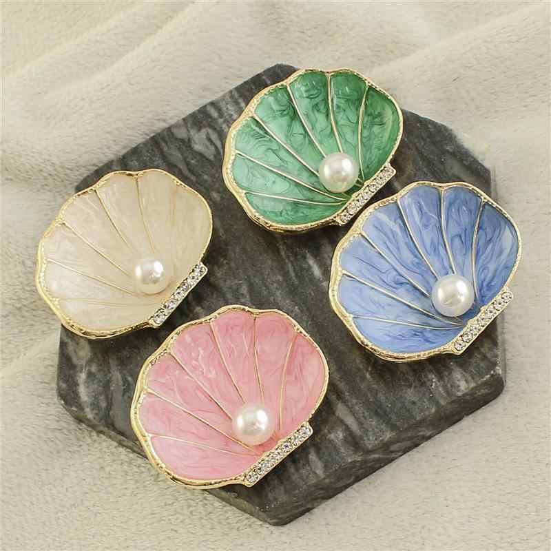 ブローチ カップル ペア 韓流 韓国風 個性的 エナメル パール 貝殻 マリンモチーフ ホタテ 亜鉛合金 電..