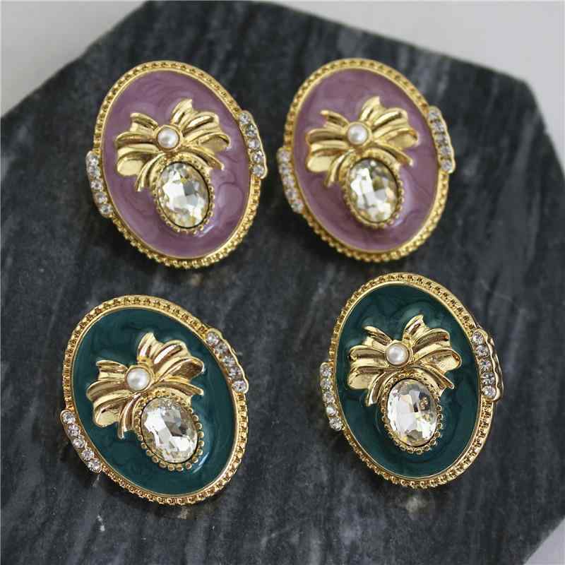 ピアス レディース 宮廷風 フレンチレトロ アンティーク ヴィンテージ ガラス レリーフ リボン 蝶々結び 925シルバーポスト 七宝風 オーバル 楕円 合金 グリーン ピンクカラー