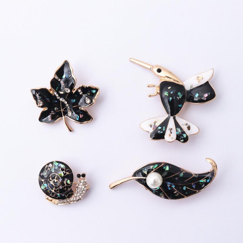 ブローチ メンズ 韓国風 レトロ アンティーク 七宝風エナメル カタツムリ 葉っぱ 小鳥 ファッション小..