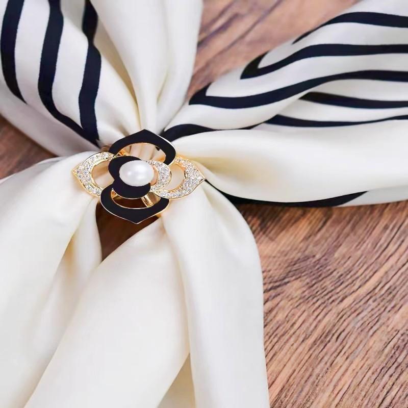 スカーフリング 男女兼用 多機能 高級感 銅製 ジルコニア 電気メッキ加工 マフラー ストール コート ベ..