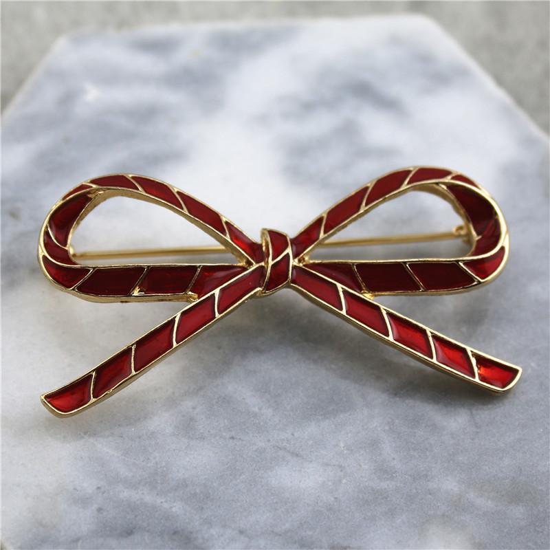 ブローチ レディース レッド 合金 エナメル加工 リボン 蝶々モチーフ ファッション小物 アクセサリー ..