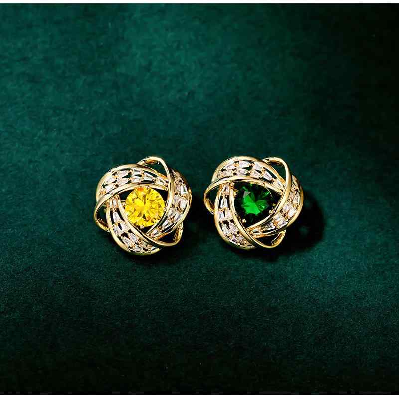 ブローチ 男女兼用 銅製 カラージルコニア 渦巻き 回転式 フラワーモチーフ かわいい 上品 エレガント ..