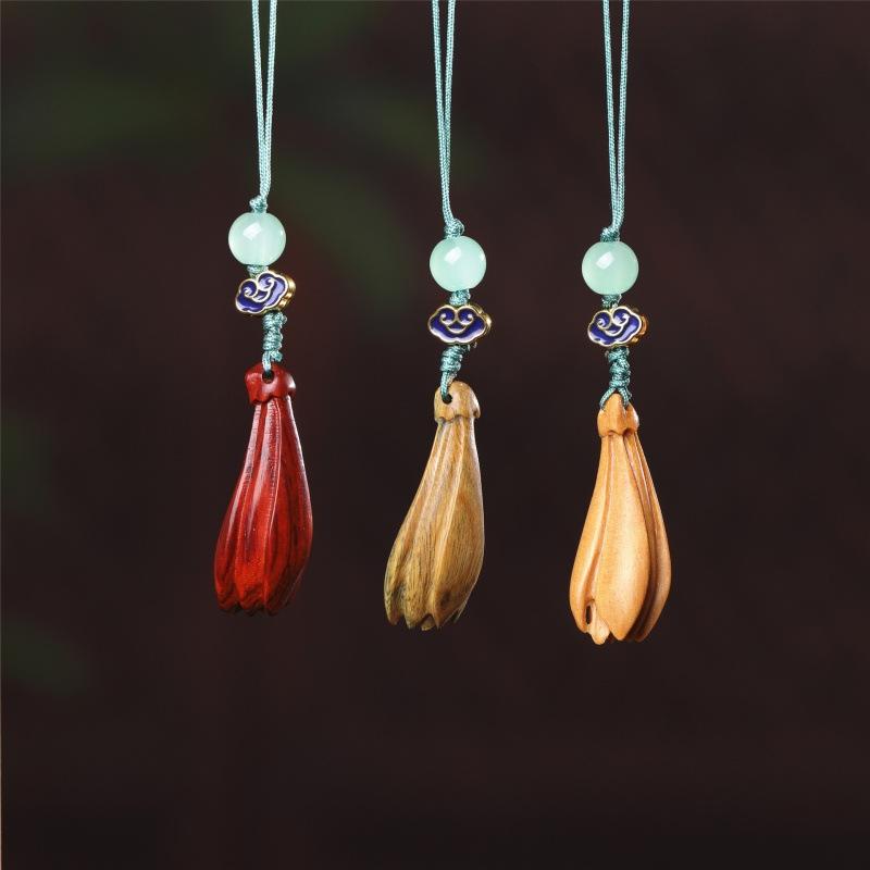 チャーム マグノリア 民族調 エスニック 木製 ウッド スマホ用 携帯ストラップ カーアクセサリー 吊り飾り ペンダント アクセサリー 紫檀 緑檀 白檀