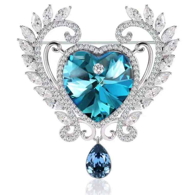 ブローチ レディース フレンチロマンチック 天使の涙 ジルコニア ハート 高級感 上品 エレガント 秋冬 ..
