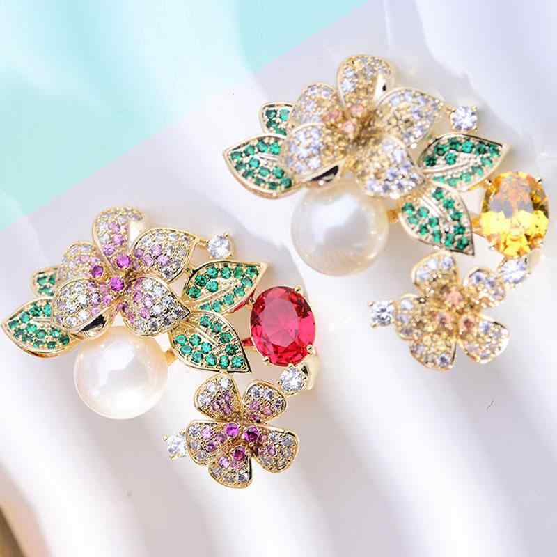 ブローチ レディース 牡丹 フラワー 淡水パール ジルコニア カラフル マルチカラー おしゃれ 上品 エレガント 華やか 個性的 コサージュ 結婚式 パーティー 入学式 卒業式 フォーマル アクセサリー