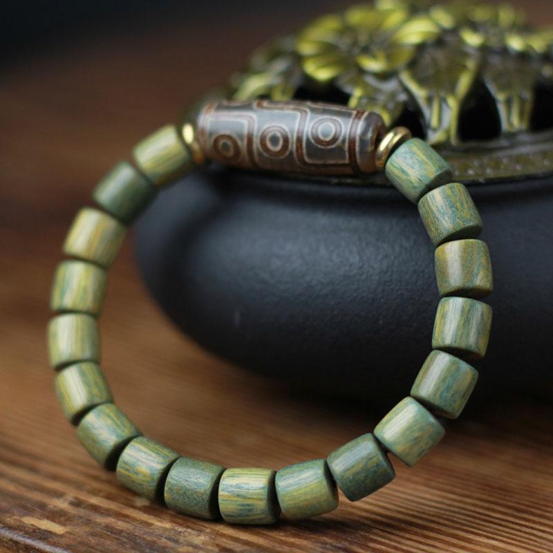 ブレスレット 男女兼用 緑檀木 グリーンサンダルウッド 白檀 8mm チベット風 ペア ジービーズ 数珠 念珠 文玩 ファッション お守り