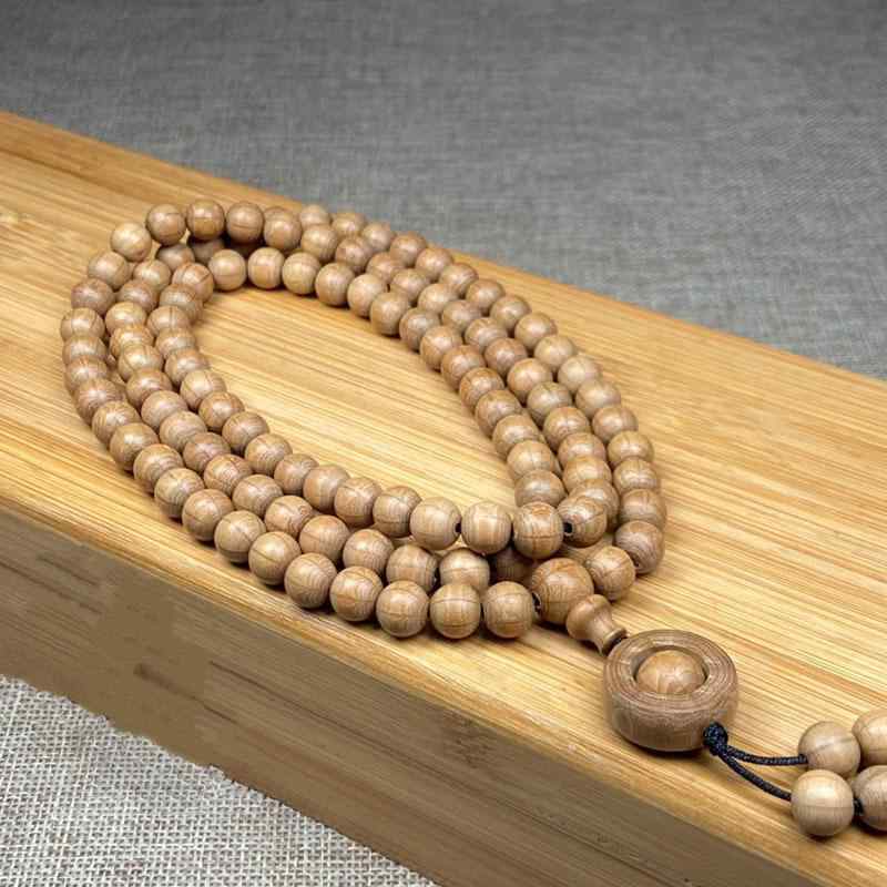 数珠 ユニセックス 六道木 念珠 108玉 0.8mm 丸玉 ブレスレット 腕輪数珠 レトロ 開運 魔除け お守り 瞑想 リラックス 天然木 アクセサリー