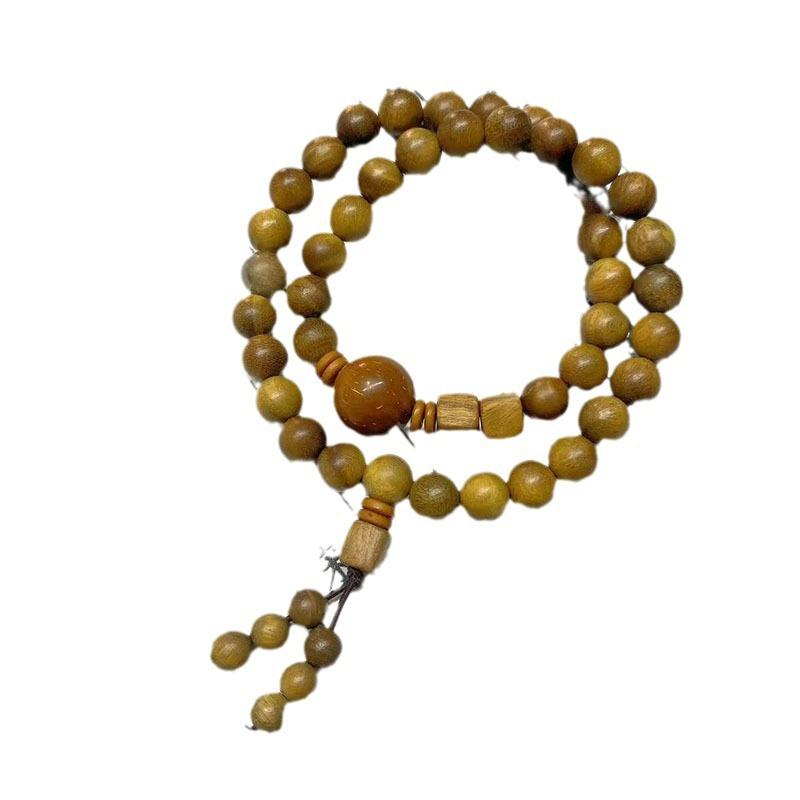 数珠ブレスレット メンズ レディース ユニセックス 緑檀木 紫金鼠 二重巻き グリーンサンダルウッド シードビーズ 2連 クラシカル 和風 シンプル ミニマル 木製 天然素材 癒やし コレクション 腕飾り ファッション小物