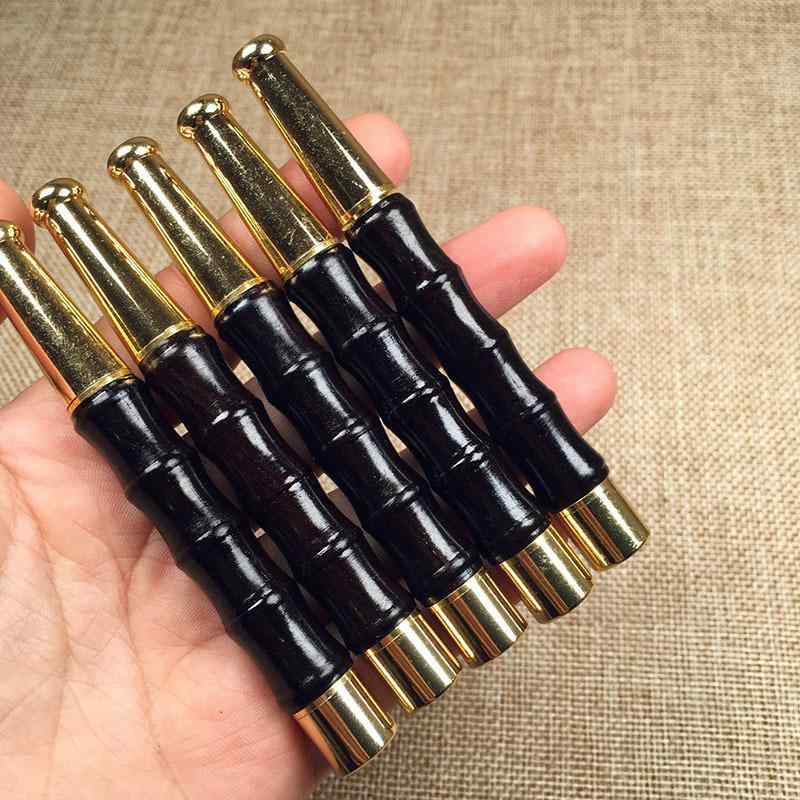 喫煙パイプ メンズ 男性用 黒檀 無垢材 血檀 金糸楠木 大葉花梨 高級感 竹節デザイン 循環式 太細両用 マウスピース 煙管