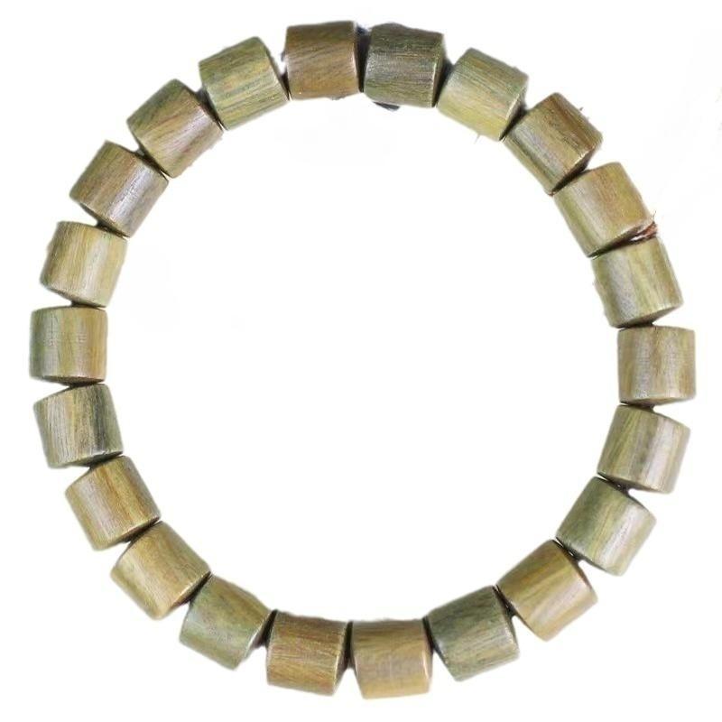 数珠 男女兼用 緑檀木 グリーンサンダルウッド 樽型ビーズ 一連 ブレスレット 8×10mm ストレートカット 厄除け 開運 お守り