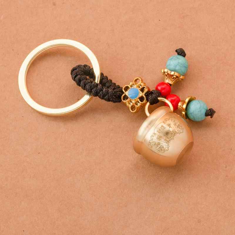 キーホルダー 真鍮製 ミニ 百福壺 百福モチーフ 開運 招財 縁起物 ラッキーアイテム バッグチャーム キーリング 鍵飾り お守り ギフト プレゼント ユニーク おしゃれ 小物