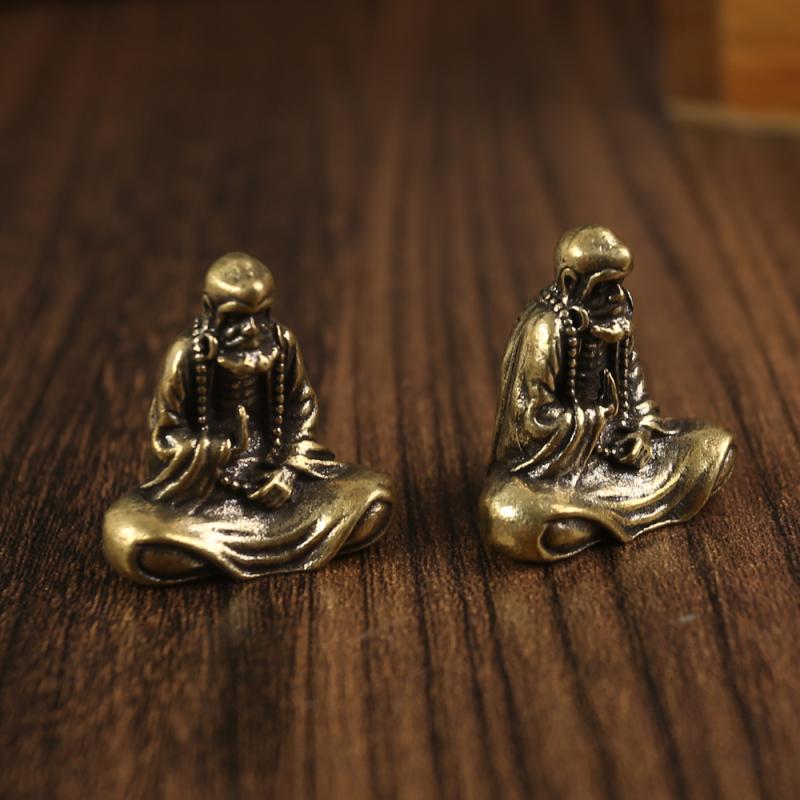 仏像 置物 達磨大師 禅 無垢 真鍮 アンティーク調 仏様 文鎮 ペーパーウェイト 書斎 コレクション イン..
