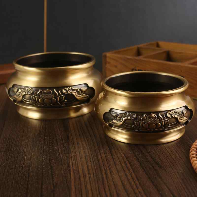 香炉 真鍮製 蓮の花 仏具 供養 礼拝用 渦巻線香 白檀 お香立て 家庭用 リビング 居間 仏間 中華風 彫刻