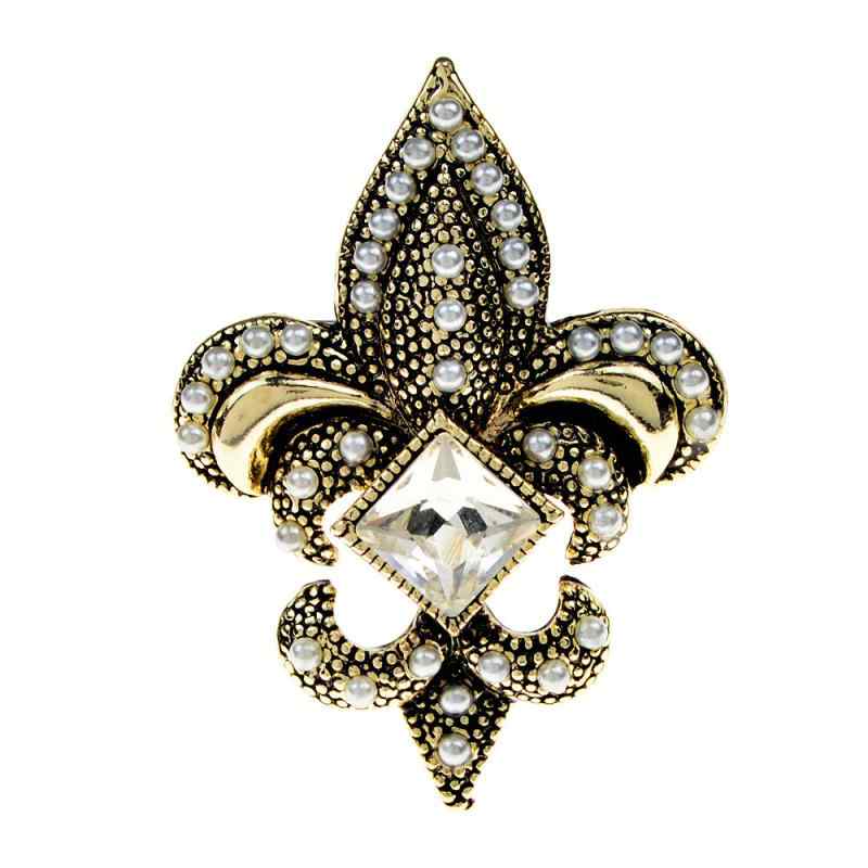 ブローチ レディース ラインストーン パール レトロ クラシック エレガント 上品 アンカー イカリ マリ..