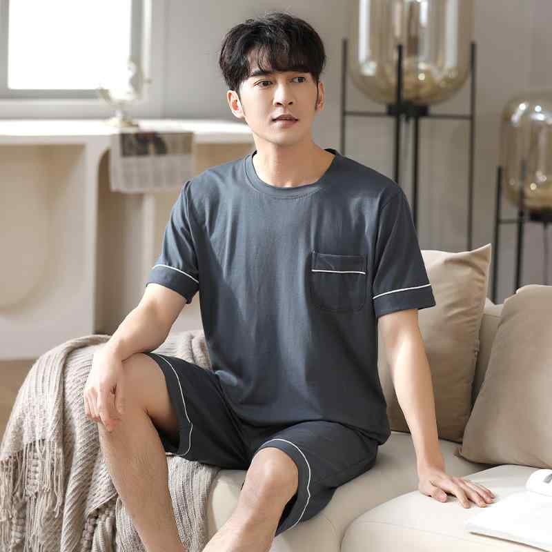 パジャマ メンズ 半袖 ショートパンツ セットアップ モダール混 薄手 ゆったり 大きいサイズ 無地 シンプル プルオーバー クルーネック 接触冷感 吸湿速乾 伸縮性 通気性 抗菌 快適 ルームウェア 部屋着 春夏