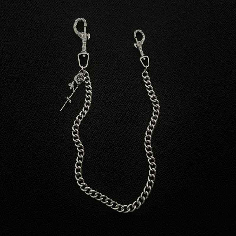 パンツチェーン 男女兼用 ユニセックス 薔薇 ローズ バラ 浮彫り 彫刻 ヴィンテージ加工 アンティーク..