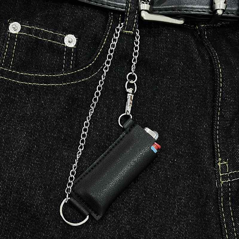 キーホルダー 個性的 オリジナルデザイン 手提げ チェーン付き 携帯 ライター 保護 レザーケース ファ..