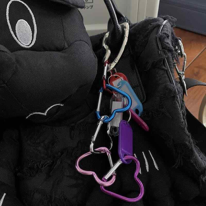 バッグチャーム レディース ハート 三日月 しずく 鈴 マルチモチーフ ハンドメイド 個性派 クール トレンド ストリート ファッション小物 メタル キーホルダー キーリング