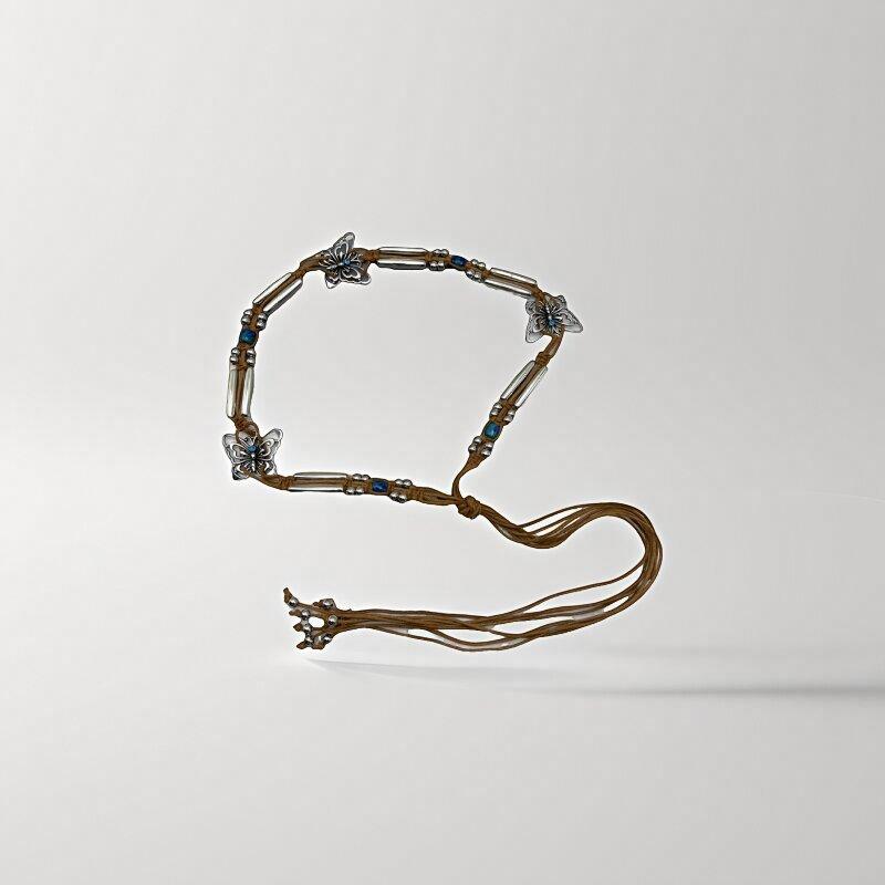 ウエストチェーン レディース 女性用 腰ひも ボヘミアン エスニック ハンドメイド 編み込み 蝶々 タッ..