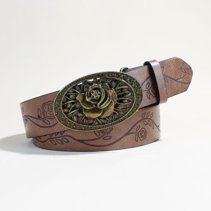 ベルト レディース PUレザー 幅広 ウエストベルト 合金バックル レトロ ヴィンテージ 個性的 高級感 普段使い カジュアル ローズモチー..