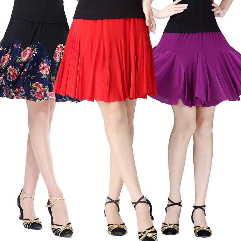 ダンススカート レディース 女性用 社交ダンス ラテンダンス フレアスカート ミモレ丈 ロング丈 発表会 練習用 中高年 舞台衣装 フィットネス 花柄 ポリエステル 春夏秋