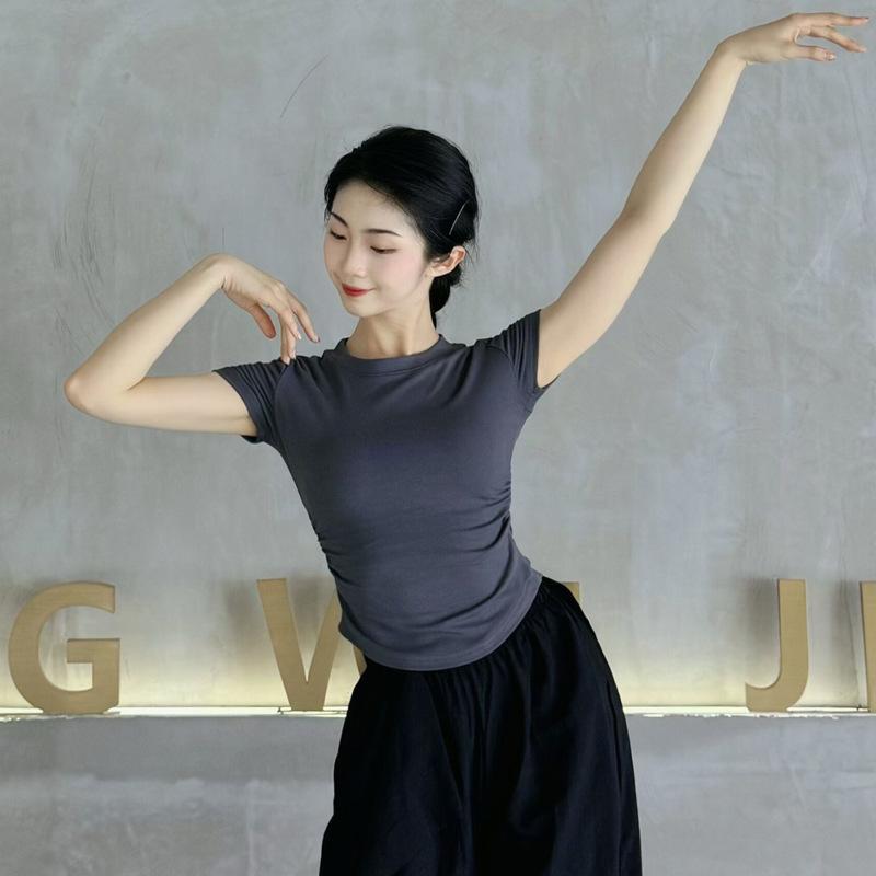 ダンスウェア レディース 着痩せ効果 半袖 トップス 夏 バレエ ヨガ フィットネス トレーニング レッス..