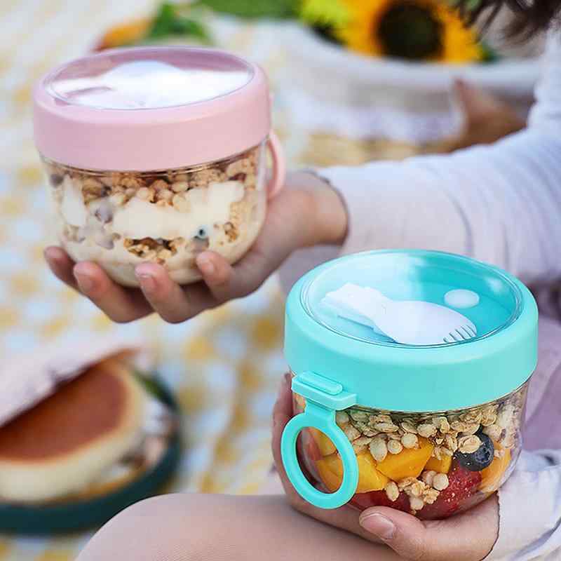 ボウル ポータブル 持ち運び ヨーグルト オートミール 朝食 ランチ 蓋 スプーン付き 軽量 プラスチック..