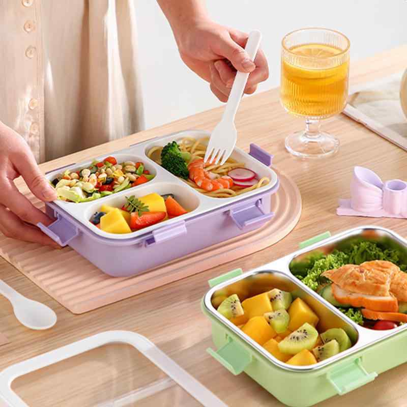 弁当箱 ランチボックス 通勤 学生 オフィス 大人 普段使い マカロンカラー 仕切り付き 電子レンジ対応 味移り防止 密閉 保温 保冷 スクエア カトラリー付き 箸 スプーン付き ステンレス製 850ml