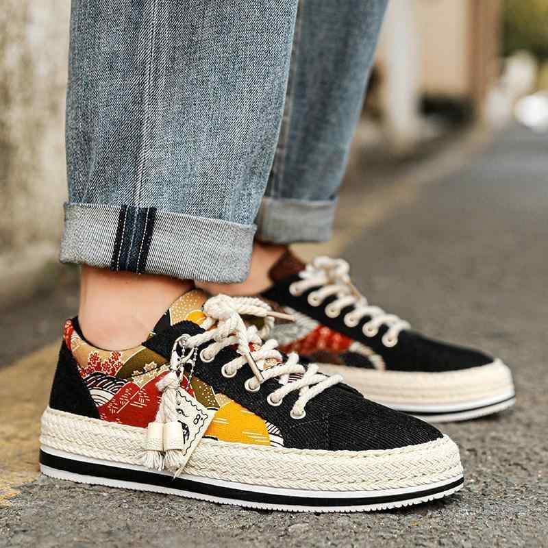 スニーカー メンズ コーデュロイ 編み込み エスパドリーユ スリッポン キャンバス ラウンドトゥ 通気性..