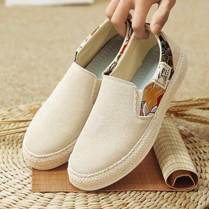 シューズ メンズ コーデュロイ キャンバス 編み込み エスパドリーユ デッキシューズ スリッポン ラウン..