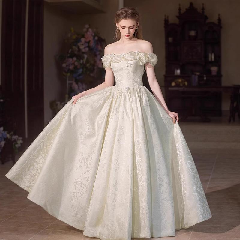 ロングドレス レディース オフショルダー ウェディングドレス 花嫁 ブライダル 婚約 結婚式 披露宴 二..