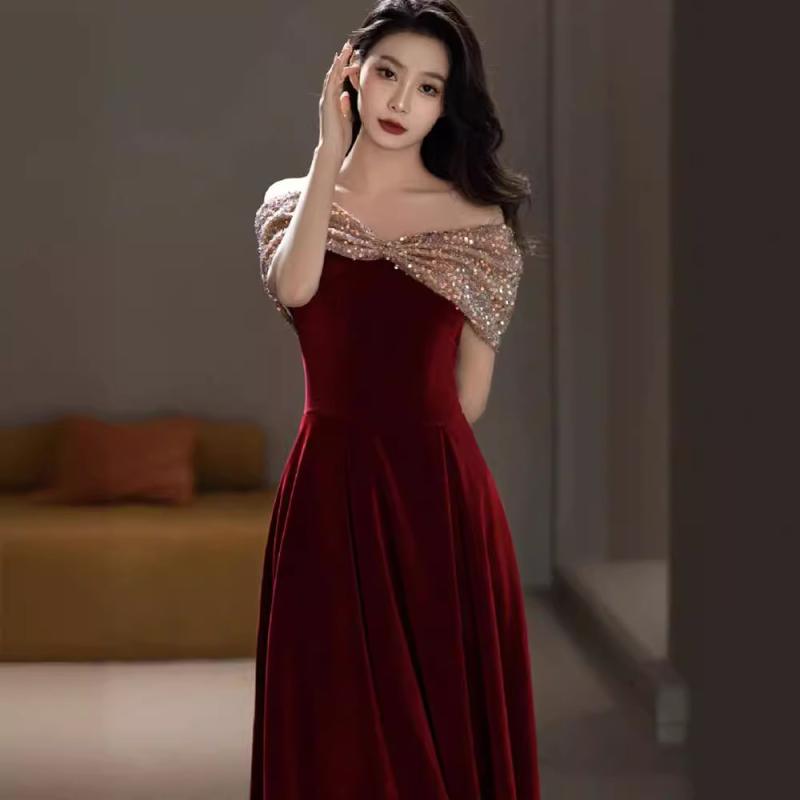 ワンピース レディース ワインレッド ボルドー オフショルダー ベアトップ ビスチェ ロング丈 マキシ丈 イブニングドレス パーティードレス 結婚式 披露宴 二次会 お呼ばれ 発表会 演奏会 フォーマル Aライン エレガント フレンチスタイル