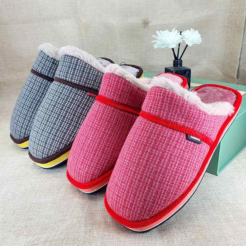 ルームシューズ 男女兼用 綿 コットン 厚底 裏起毛 あったか 室内履き 防滑 耐摩耗 シンプル レトロ 秋冬用 家庭用 新生活
