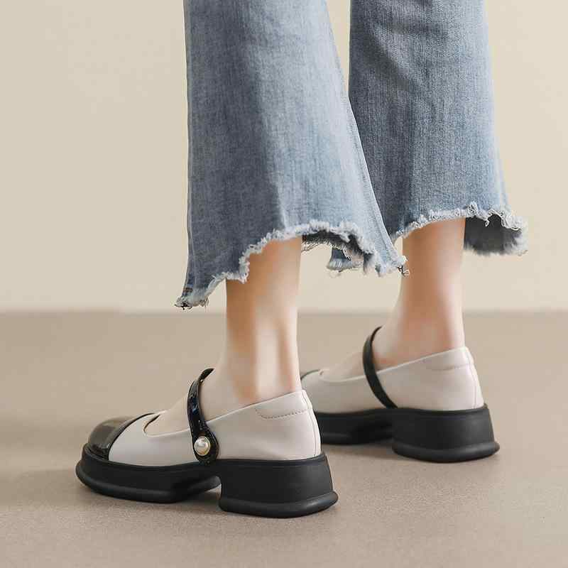 メリージェーンシューズ レディース 厚底 チャンキーヒール ラウンドトゥ JKスタイル フレンチレトロ ..