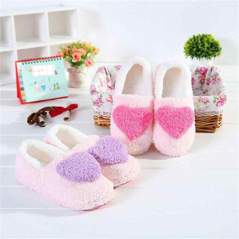 ルームシューズ レディース 女性用 ハート柄 厚手 保温 室内履き ソフトソール マタニティ 産後 ボア ..