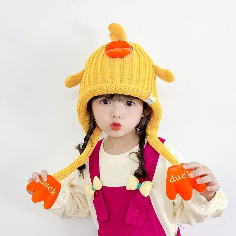 ニット帽 ベビー帽 キッズ 子供用 男の子 女の子 男女兼用 赤ちゃん 秋冬 かわいい キュート 耳当て付..