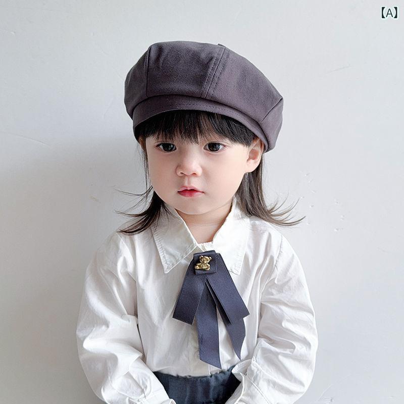 ニットベレー帽 赤ちゃん キッズ 男女兼用 春秋 画家帽 かわいい おしゃれ スタイリッシュ カジュアル あったか 保温 防風 普段使い 通園 お出かけ 着回し(x2) 2