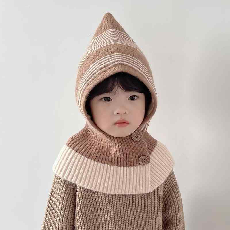 ニット帽 キッズ ベビー 子供 耳あて付き マフラー スヌード ショール 一体型 配色 バイカラー 秋冬 防..