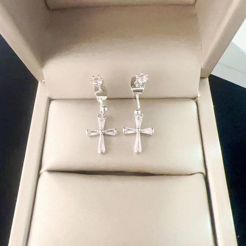 ピアス レディース フレンチスタイル マルチウェイ ピンク ジルコニア クロスモチーフ セパレート バッ..