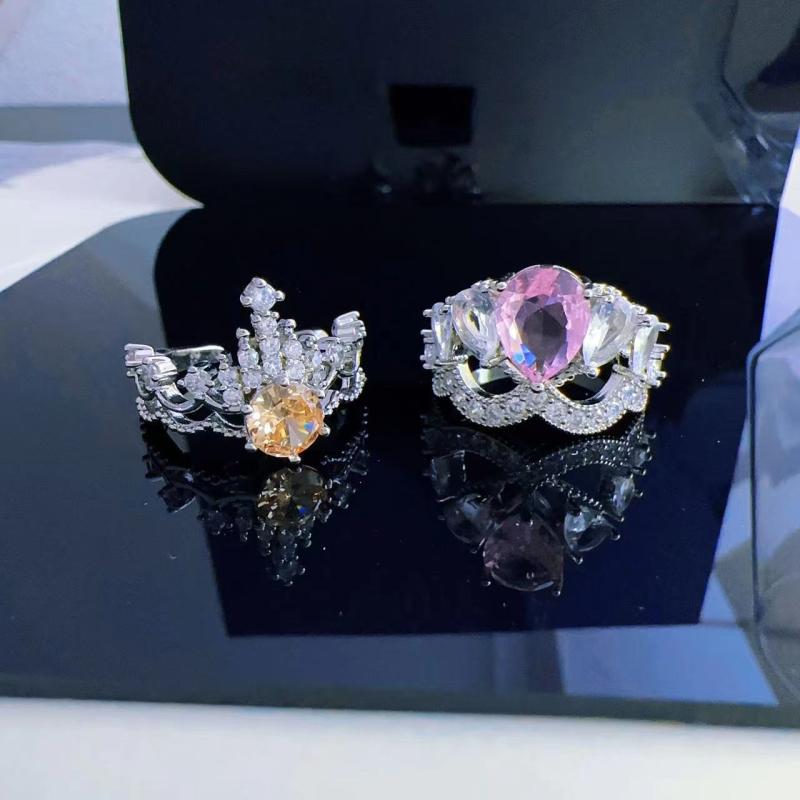 指輪 レディース フレンチ プリンセス クラウン ピンクジルコニア 高級感 エレガント 上品 SNS映え 甘..