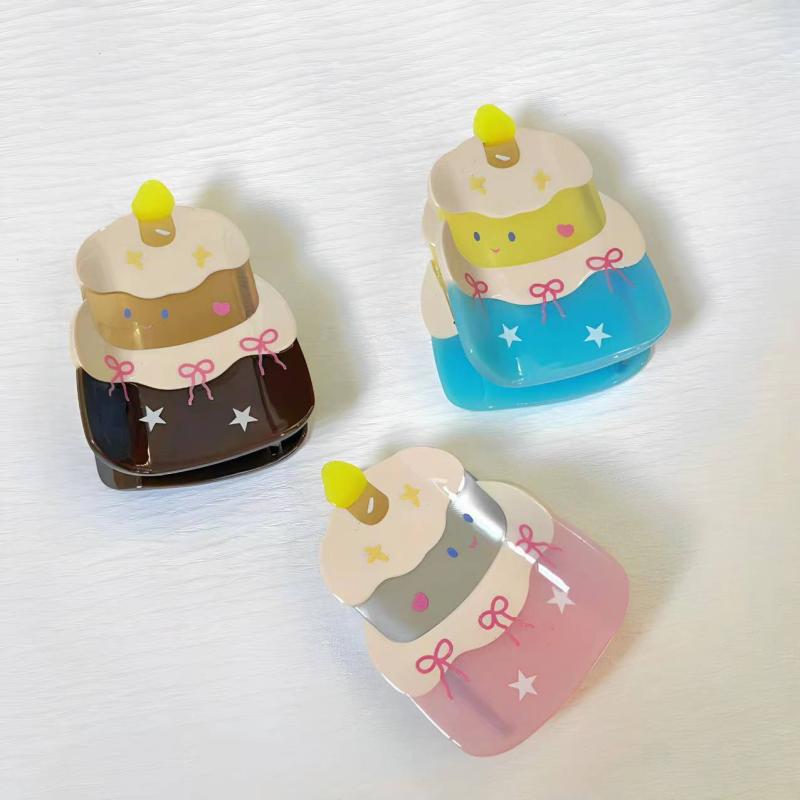 ヘアクリップ レディース アセテート かわいい キャラクター イチゴ ケーキ チーズ スイーツモチーフ ..